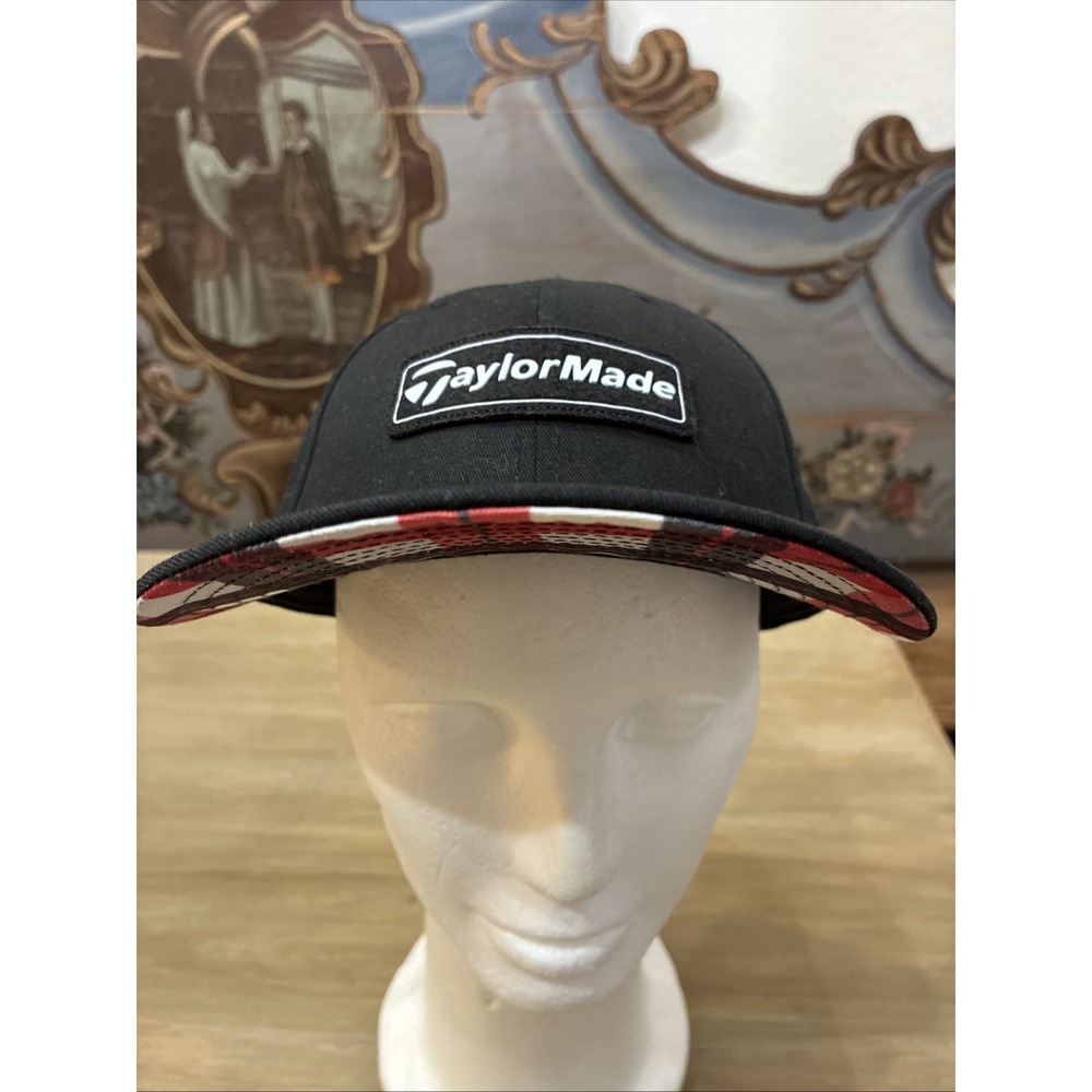 TaylorMade Golf Hat Cap 9Fifty SnapBack Cap New Era Black Red Plaid Under Bill